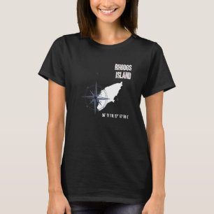 Rhodes Island Mediterranean Sea Koordination Karte T-Shirt