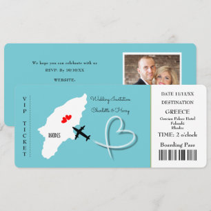Rhodes Ticket für das Hochzeitziel Einladung