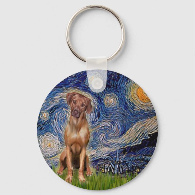 Rhodesian Ridgeback 1 - Starry Night Schlüsselanhänger (Vorderseite)