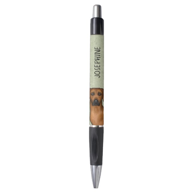 Rhodesian Ridgeback African Lion Dog Head and Name Kugelschreiber (Vorderseite Vertikal)