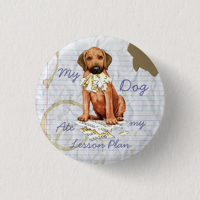Rhodesian Ridgeback Ate Lesson Plan Pinback Schalt Button (Vorderseite)