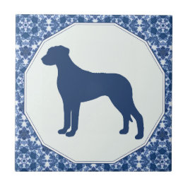 Rhodesian Ridgeback blaue Weide-Silhouette Fliese