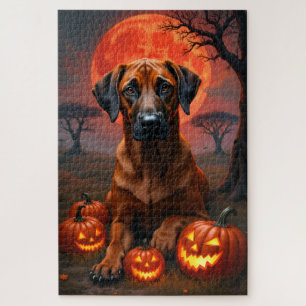 Rhodesian Ridgeback Blood Moon Halloween-Porträt