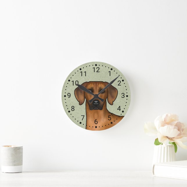 Rhodesian Ridgeback Brown African Lion Dog Head Runde Wanduhr (Zuhause)