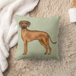 Rhodesian Ridgeback Brown Cartoon Lion Dog Green Kissen