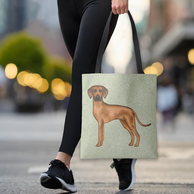 Rhodesian Ridgeback Brown Cartoon Lion Dog Green Tasche (Please note: This image is a digital mockup. The product may not be in scale.)