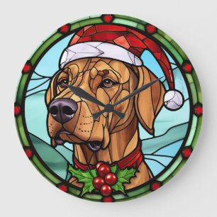 Rhodesian Ridgeback Buntglas Weihnachten Große Wanduhr