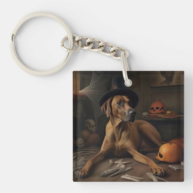 Rhodesian Ridgeback Citrouilles Halloween effrayan (Devant)