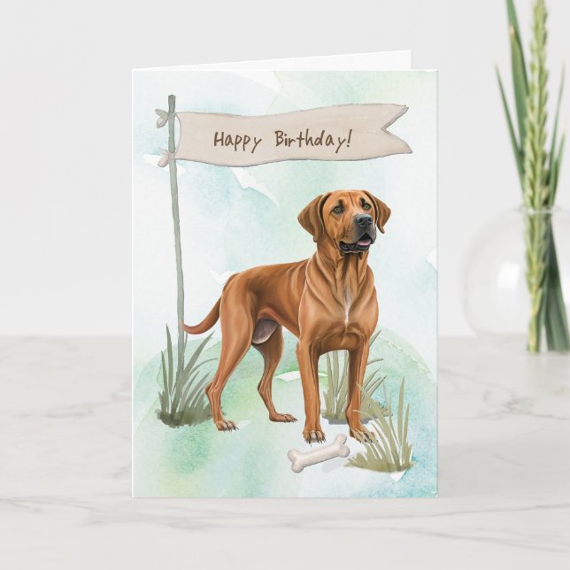 Rhodesian Ridgeback Dog Breed Under Birthday Sign Karte (Vorderseite)