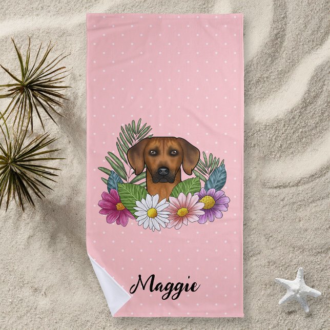 Rhodesian Ridgeback Dog Colorful Blume Rosa Strandtuch (Von Creator hochgeladen)