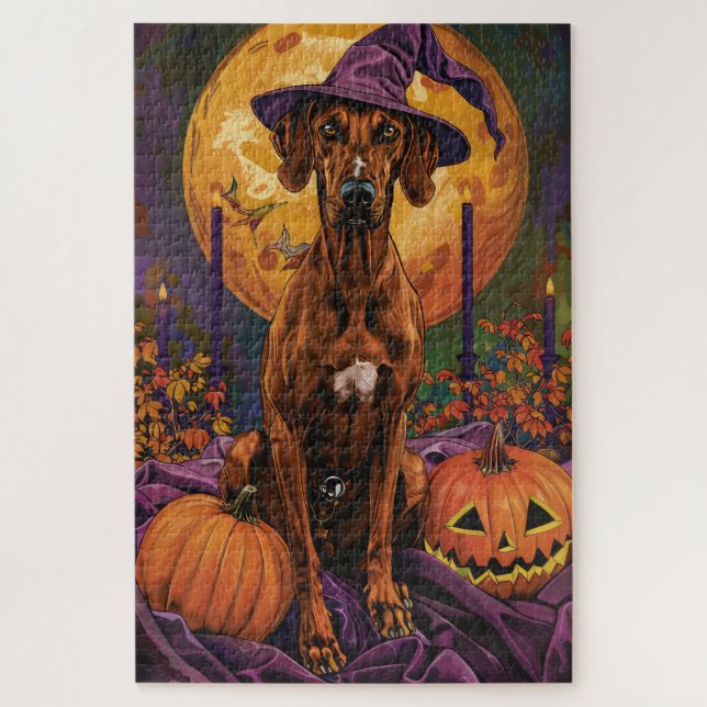 Rhodesian Ridgeback Dog Halloween Hexenkürbis (Vertikal)