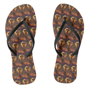 Rhodesian Ridgeback Dog Halloween Hexenkürbis Flip Flops