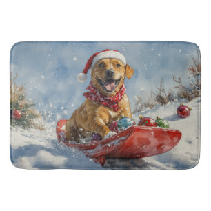 Rhodesian Ridgeback Dog in Sledge Weihnachten Badematte