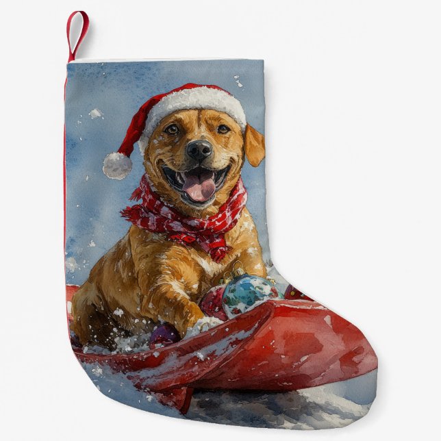 Rhodesian Ridgeback Dog in Sledge Weihnachten Kleiner Weihnachtsstrumpf (Vorderseite)