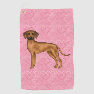 Rhodesian Ridgeback Dog Kopf auf rosa Liebe Herz Golfhandtuch