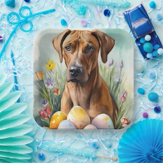Rhodesian Ridgeback Dog mit Ostereier Holiday Pappteller (Party)