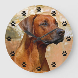 Rhodesian Ridgeback Dog Paw Print Time Große Wanduhr