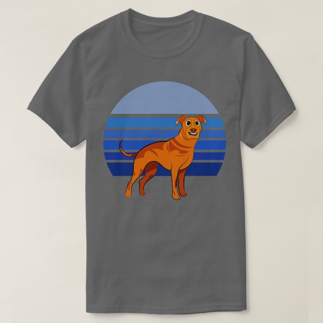 Rhodesian Ridgeback Dog Retro Blue 1 T-Shirt (Design vorne)