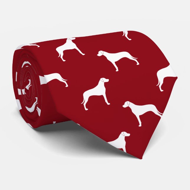 Rhodesian Ridgeback Dog Silhouetten Muster Rot Krawatte (Gerollt)
