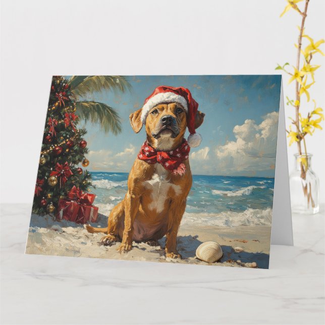 Rhodesian Ridgeback Dog Vintager Strand Karte (Gelbe Blume)