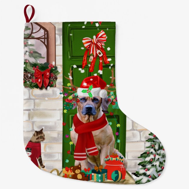 Rhodesian Ridgeback Dog Weihnachten Großer Weihnachtsstrumpf (Vorderseite)