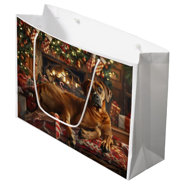 Rhodesian Ridgeback Dog Weihnachtsfest Große Geschenktüte (Vorderseite Schrägansicht)