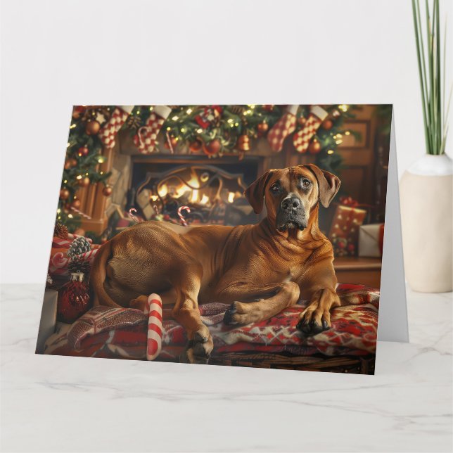 Rhodesian Ridgeback Dog Weihnachtsfest Karte (Vorderseite)