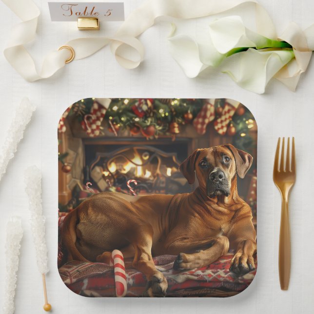 Rhodesian Ridgeback Dog Weihnachtsfest Pappteller (Hochzeit)