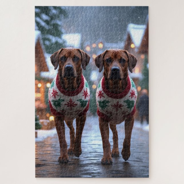 Rhodesian Ridgeback Dogs Christmas Snow Holiday (Vertikal)