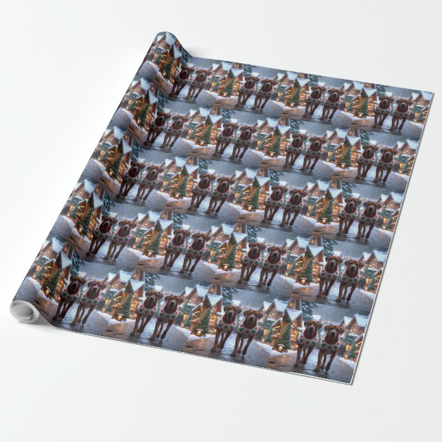Rhodesian Ridgeback Dogs Christmas Snow Holiday Geschenkpapier (Ungerollt)