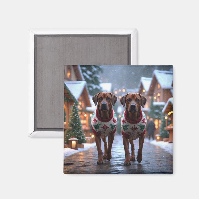 Rhodesian Ridgeback Dogs Christmas Snow Holiday Magnet (Vorderseite/Rückseite)