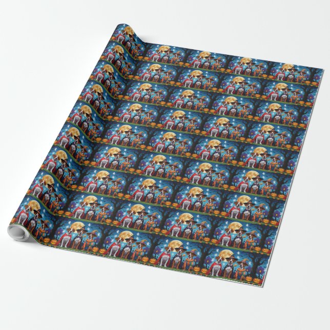 Rhodesian Ridgeback Dogs Pumpkin Halloween Funny Geschenkpapier (Ungerollt)