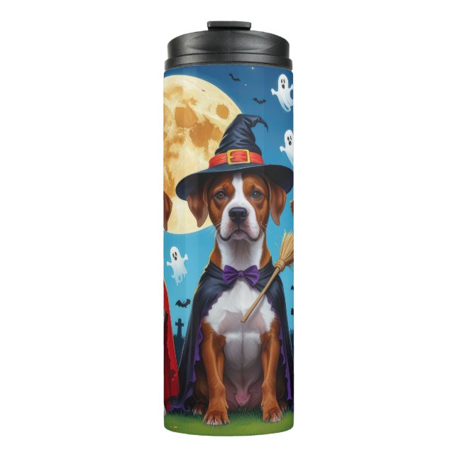 Rhodesian Ridgeback Dogs Pumpkin Halloween Funny Thermosbecher (Vorderseite)