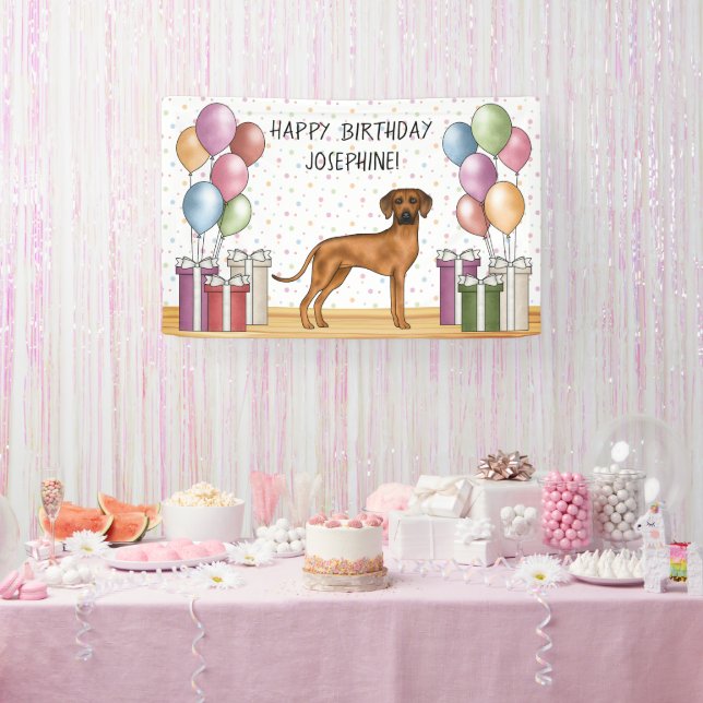 Rhodesian Ridgeback farbenfrohe Pastel Happy Birth Banner (Party)