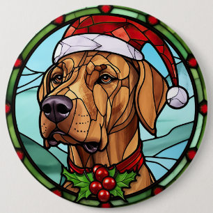 Rhodesian Ridgeback Festgeback Glas Weihnachten Button