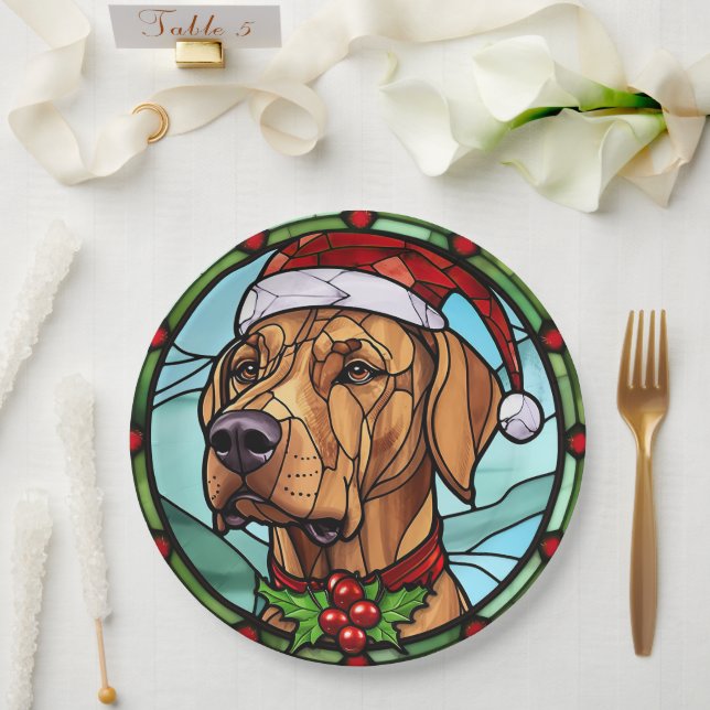 Rhodesian Ridgeback Festgeback Glas Weihnachten Pappteller (Hochzeit)