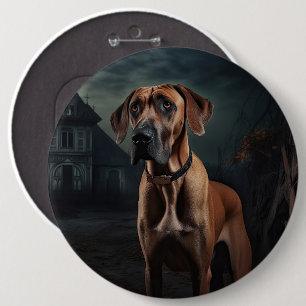 Rhodesian Ridgeback Halloween Beängstigend Button