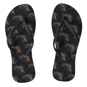 Rhodesian Ridgeback Halloween Beängstigend Flip Flops