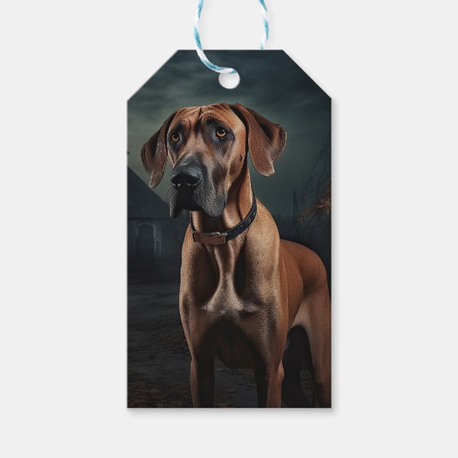 Rhodesian Ridgeback Halloween Beängstigend Geschenkanhänger (Vorderseite)
