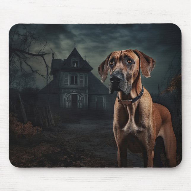 Rhodesian Ridgeback Halloween Beängstigend Mousepad (Vorne)