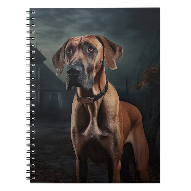 Rhodesian Ridgeback Halloween Beängstigend Notizblock (Vorderseite)