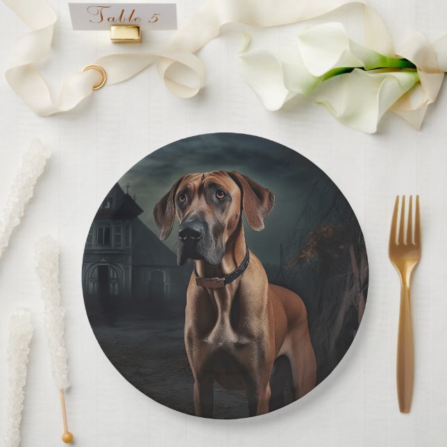 Rhodesian Ridgeback Halloween Beängstigend Pappteller (Hochzeit)