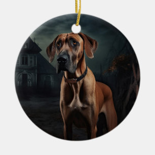 Rhodesian Ridgeback Halloween Gruselig Keramik Ornament