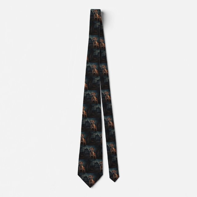 Rhodesian Ridgeback Halloween Gruselig Krawatte (Vorderseite)