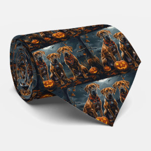 Rhodesian Ridgeback Halloween Spooky Krawatte