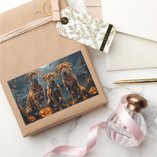 Rhodesian Ridgeback Halloween Spooky Rechteckiger Aufkleber