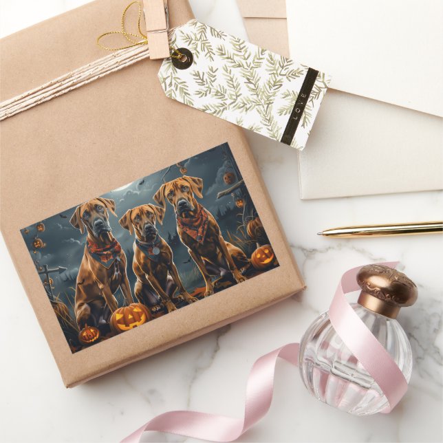 Rhodesian Ridgeback Halloween Spooky Rechteckiger Aufkleber (Schenken)