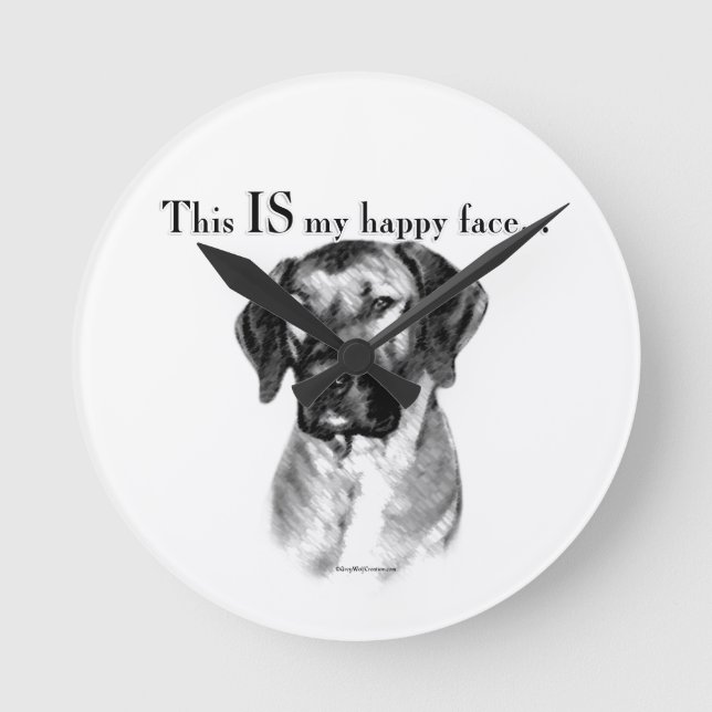Rhodesian Ridgeback Happy Face Runde Wanduhr (Vorderseite)