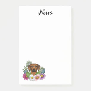 Rhodesian Ridgeback Head Bunte Blume und Text Post-it Klebezettel