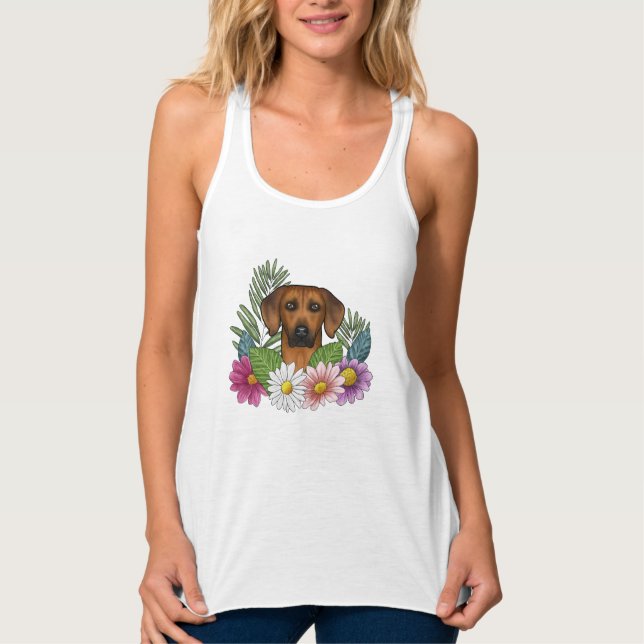 Rhodesian Ridgeback Head Colorful Nature Florals Tank Top (Vorderseite)